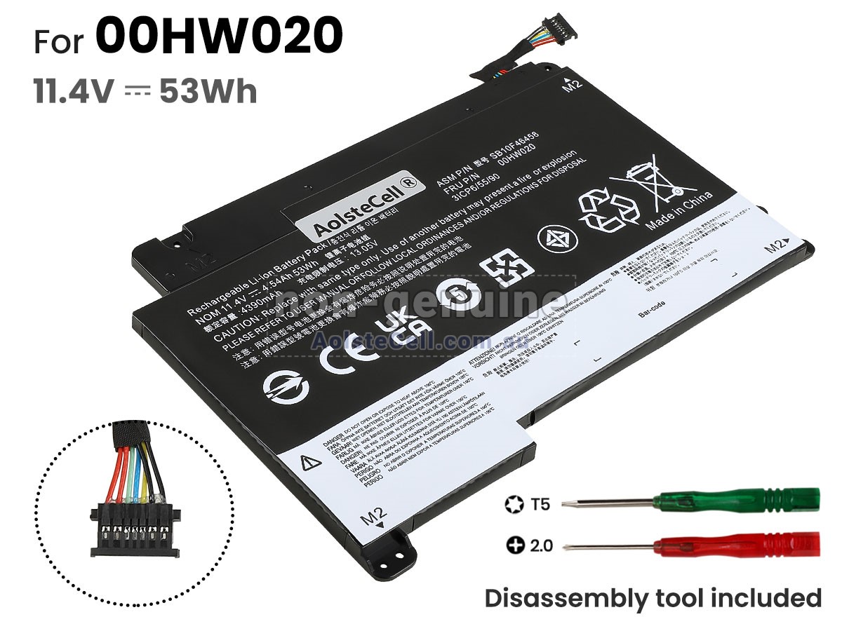 Replacement Lenovo 00HW020 battery